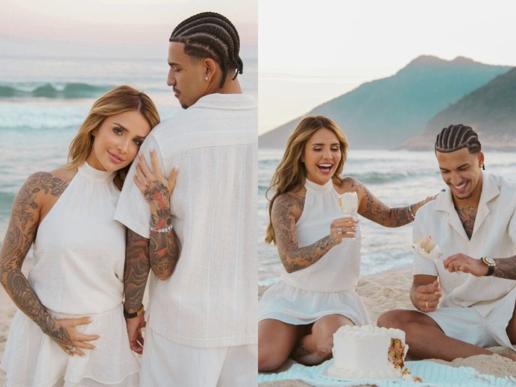 Kauã Elias e Bruna Rotta no chá de bebê em meio ao contexto de fim de relacionamento